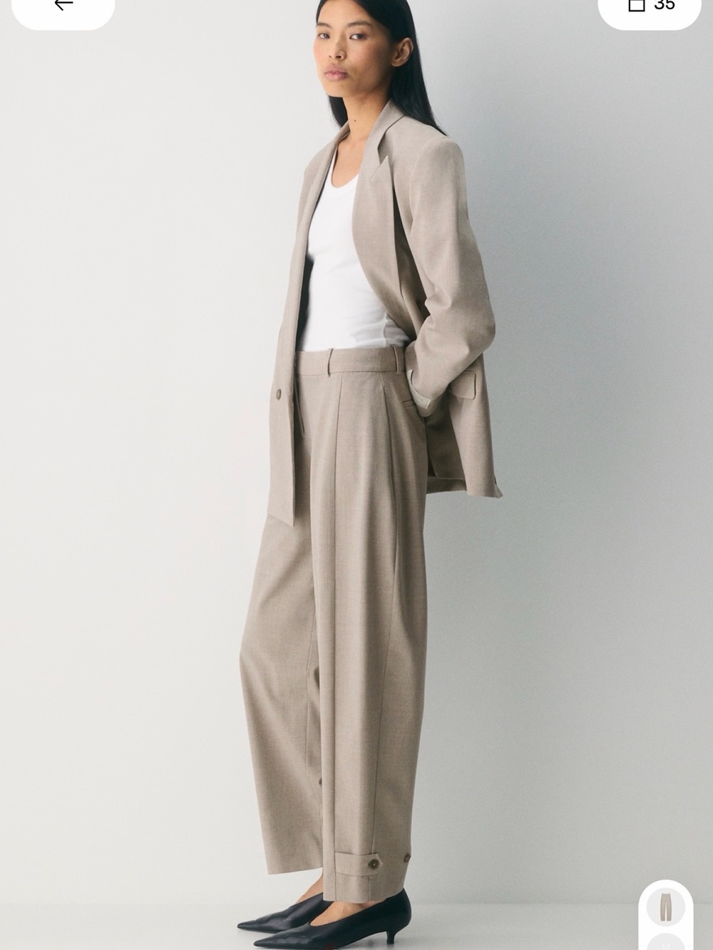 NWT Aritzia Babaton Chamber Wool Pant Tailored Pants Heather Light Nutmeg Size 2
